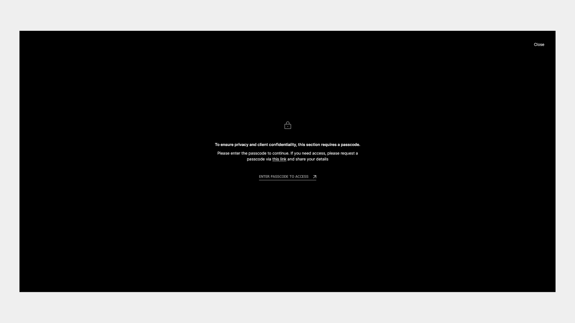 Lock screen - token access required black form lock privacy projects token
