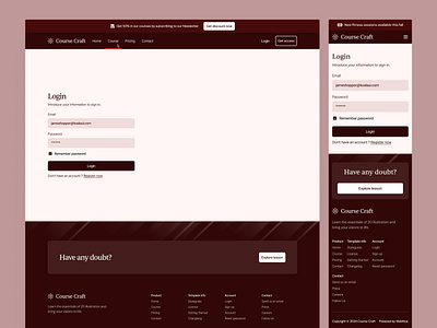 Login Page · Course Craft authentification branding clean design figma framer templates illustration koala landing landing page login login page templates ui ui design webflow templates