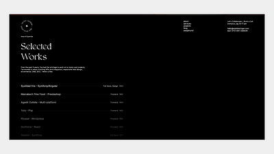 Selected Work dark modern projects showcase ui