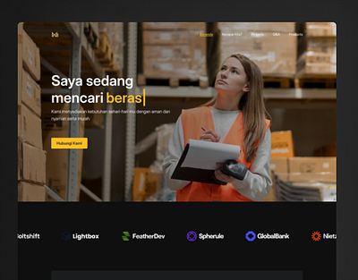 Merantau Mandiri - FMGC landing page website branding darkmode design fmgc foods landingpage logistic needs typography ui ux website