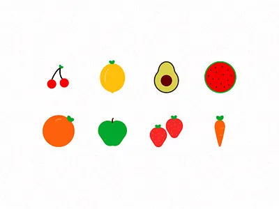 Fruit icons colors design flat icons flat illustrations fruits graphics design icon design icon pack icon set iconography icons illustration illustrations ui ui ux design