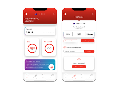 Redesign | Vodafone app branding design ios mobile redesign ui ux uxuidesign vodafone