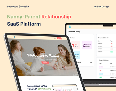 Rosie | Nanny SaaS Platform childcare family management parenting app parenting platform responsive design saas platform scheduling uiux design user interface