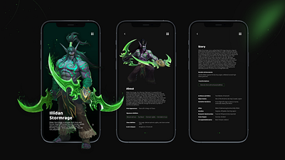 World of Warcraft Character Lore Guide App Design app design design figma game app design ui ui design ux ux design world of warcraft