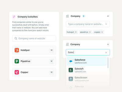 Filtered search | Surfe app design b2b crm dashboard design saas ui uidesign