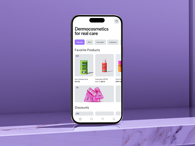 Cosmetics E-commerce App app branding care clean dark mode design ecommcer grey mobile order pills purple sallve store ui