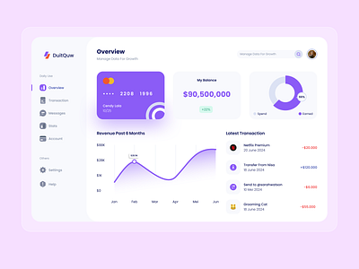 DuitQuw - Finance Dashboard Modern Web Design card dashboard finance landingpage moderndesign topup transfer uidesign