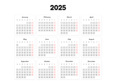 Simple 2025 Caledar Design 2025 2025 years calendar happy new year happy new year 2025 new year simple calendar