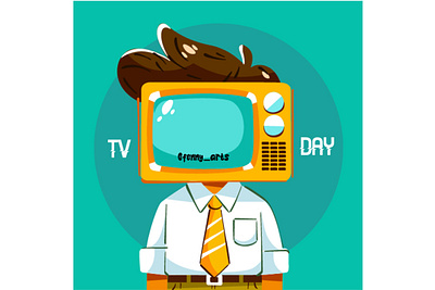 Hand Drawing World TV Day Illustration background cartoon celebration character communication conversation creative culture day electronics head logo man media object symbol technology television template tv