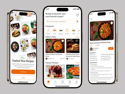 Food Mobile App Design android app cooking cooking app design ecommerce ecommerce app food food app food app design food recipe app ios mobile mobile app mobile design mobile ui recipe recipe app recipes restaurant