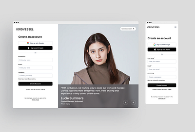 lordvessel sign-up black dashboard login sign up ui ux web white