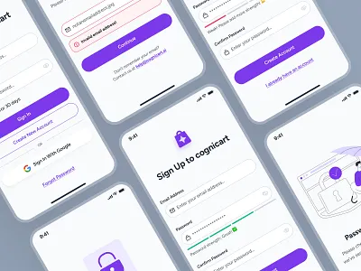 cognicart: AI Shopping & Ecommerce App - Sign In/Sign Up Screen ai shopping app ai shopping assistant authentication ui clean ecommerce app ecommerce ui kit marketplace app minimal modern online shopping app purple retail app shopping app shopping assistant shopping ui kit sign in screen sign in ui sign up ui smart shopping app soft