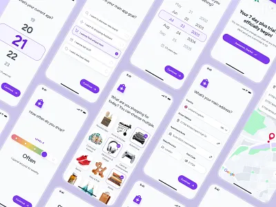 cognicart: AI Shopping & Ecommerce App - User Onboarding UIUX ai shopping app ai shopping assistant clean ecommerce app ecommerce onboarding ecommerce ui ecommerce ui kit marketplace app minimal modern onboarding ui online shopping app purple retail app shopping assistant shopping onboarding shopping ui kit smart shopping app soft user onboarding ui