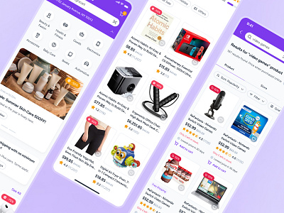 cognicart: AI Shopping & Ecommerce App - Home & Product Grid UI ai shopping app ai shopping assistant clean ecommerce app ecommerce ui ecommerce ui kit marketplace app minimal mobile app ui modern online shopping app product card ui product listing ui purple retail app shopping app shopping assistant shopping ui kit smart shopping app soft