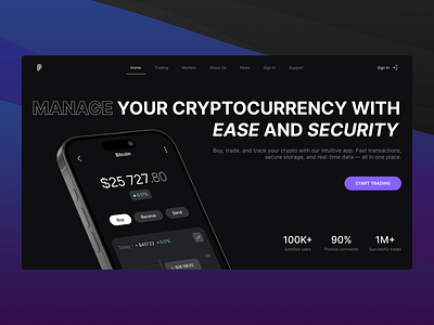 Crypto main page app application bitcoin crypto figma ui ux