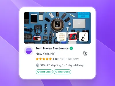 cognicart: AI Shopping & Ecommerce App - Marketplace Store Card ai ecommerce app ai shopping app ai shopping assistant clean ecommerce app ecommerce ui kit marketplace app marketplace ui merchant ui minimal mobile app ui modern online shopping app purple shopping app shopping assistant shopping ui kit smart shopping app soft store detail ui