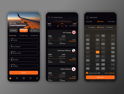 Book Your Flight in Style – Airline App UI Design flight flightbooking flightschedule plane planebooking seat seatbooking ui ui design user experience user interface