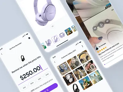 cognicart: AI Shopping & Ecommerce App - Product Review UIUX ai ecommerce app ai shopping app ai shopping assistant clean customer review ui ecommerce app ecommerce ui ecommerce ui kit marketplace app minimal modern online shopping app product detail ui product review ui purple shopping app shopping assistant shopping ui kit smart shopping app soft