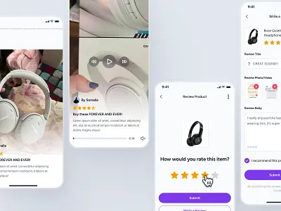 cognicart: AI Shopping & Ecommerce App - Product Review UIUX ai ecommerce app ai shopping app ai shopping assistant clean customer review ui ecommerce app ecommerce ui ecommerce ui kit marketplace app minimal modern online shopping app product review ui purple review ui shopping app shopping assistant shopping ui kit smart shopping app soft