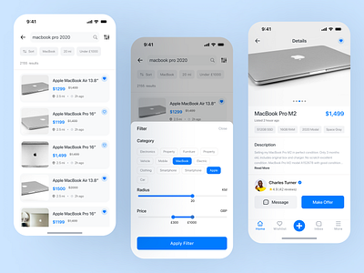 Classified App UI - Search & Filter app ui buy and sell platform classified app classified app ui ecommerce design marketplace app mobile app design product detail page rebound shot search and filter ui design
