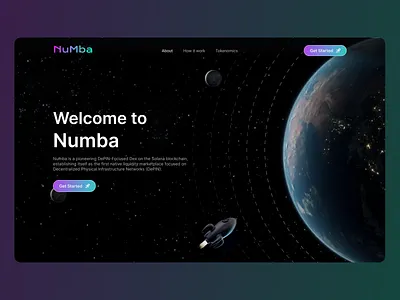Numba Blockchain- Landing Page blockchain website dark theme website figma hero section homepage landing page tranding ui ui ux design ux