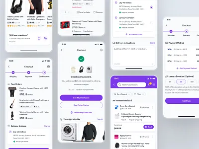 cognicart: AI Shopping & Ecommerce App - Checkout Flow UIUX ai ecommerce app ai shopping app ai shopping assistant cart ui checkout ui clean ecommerce app ecommerce ui ecommerce ui kit marketplace app minimal modern online shopping app purple shopping app shopping assistant shopping cart ui shopping ui kit smart shopping app soft