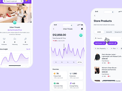 cognicart: AI Shopping & Ecommerce App - Shop Dashboard UIUX ai ecommerce app ai shopping app ai shopping assistant clean ecommerce app ecommerce ui ecommerce ui kit marketplace app marketplace dashboard ui minimal modern online shopping app purple shop dashboard ui shopping app shopping assistant shopping ui kit smart shopping app soft store dashbaord ui