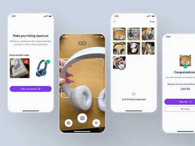 cognicart: AI Shopping & Ecommerce App - Smart Add Product UI ai ecommerce app ai shopping app ai shopping assistant clean ecommerce app ecommerce ui ecommerce ui kit image recognition ui marketplace app minimal modern online shop ui online shopping app product listing ui purple shopping app shopping assistant shopping ui kit smart shopping app soft
