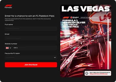 Race to win contest f1 ferrari formula 1 grand prix las vegas paddock pit stop race race to win racing sing up ui