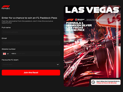 Race to win contest f1 ferrari formula 1 grand prix las vegas paddock pit stop race race to win racing sing up ui