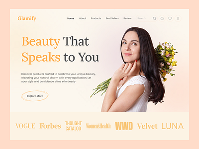 Beauty & Cosmetic Website Design app design beauty beauty cosmetic website design beauty care beauty product cosmetic cream design ecommerce figma figma design makeup prozyner rifat ony skin skin care ui ux website design women