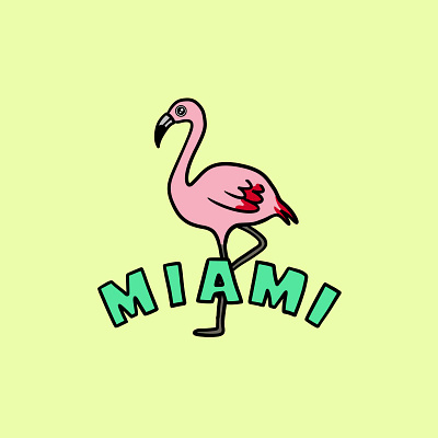 MIAMI FLAMINGO animal bird ca cartoon character cute digital illustration drawing exotic flamingo florida graphic design hand lettering illustration illustration art kawaii logo mascot miami pink