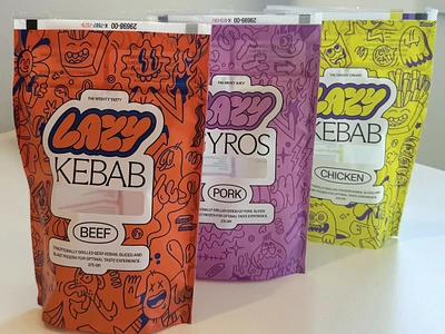 Lazy Kebab Illustrations branding kebabs lazy kebab packaging wotto