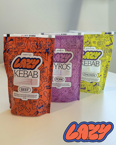 Lazy Kebab Illustrations branding kebabs lazy kebab packaging wotto