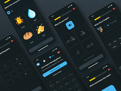 What If Duolingo Taught Ancient Egyptian? app clean creative dark design duolingo edtech education figma inspiration kids learning minimal mobile mobile app mobile ui product design ui