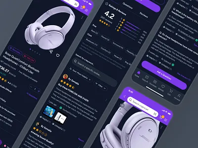 cognicart: AI Shopping & Ecommerce App - Product Detail UIUX ai ecommerce app ai shopping app ai shopping assistant clean dark mode ui ecommerce app ecommerce ui ecommerce ui kit marketplace app minimal modern online shopping app product detail ui product listing ui purple shopping app shopping assistant shopping ui kit smart shopping app soft