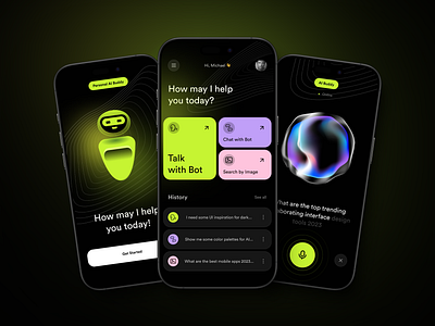 AI Conversational Chatbot App ai ai assistant app art artificial intelligence assistant bot chat chatbot chatgpt creative dashboard figma gpt minimal mobile design product design promt ui ux