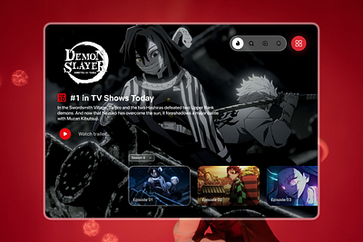 Anime streaming website anime landing page anime streaming anime streaming website crunchyroll demon slayer anime fun animation glassmorphism minimal web design mockup design modern website netflix streaming services streaming website ux design watch anime online web design