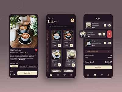 Coffee Order App app app design business clean coffee details drink ecommerce food list market mobile mobile app mobile design profile restaurant shop shopping store ui