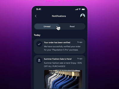 cognicart: AI Shopping & Ecommerce App - Push Notification UIUX ai ecommerce app ai shopping app ai shopping assistant clean ecommerce app ecommerce ui ecommerce ui kit gradient minimal modern notification card notification ui online shopping app purple push notification ui shopping app shopping assistant shopping ui kit smart shopping app soft