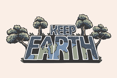 KEEP EARTH graphic design hand drawn illustration vintage illustration