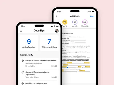 iOS Redesign - DocuSign app dashboard design document ios iphone mobile redesign signature ui