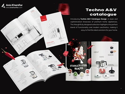 Techno A&V Catalogue black branding catalogue chopper dark design graphic design minimal red white