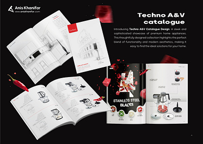 Techno A&V Catalogue black branding catalogue chopper dark design graphic design minimal red white