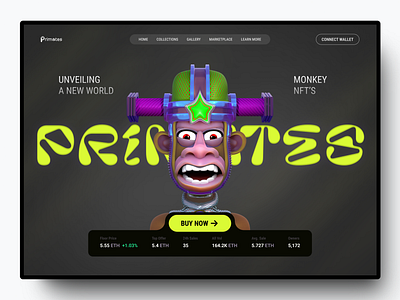 PRIMATES NFT app branding design illustration landing page ui ux