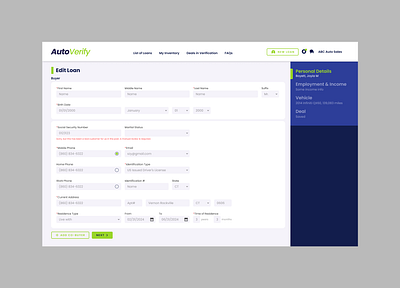 Vehicle Finance Company Dashboard-Form branding dashboard design field form graphic design input interface table ui web design