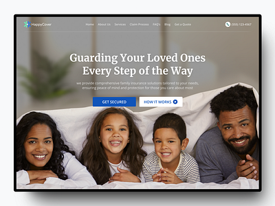 Happy cover - Health Insurance app branding design graphic design illustration landing page logo ui ux vector