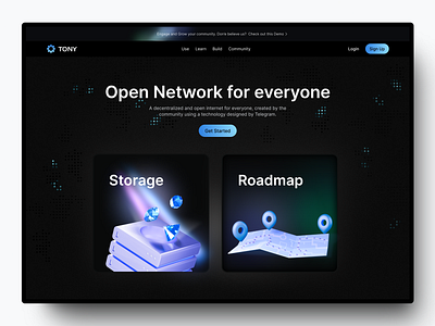 Tony - Open Network app branding design graphic design illustration landing page logo ui ux vector