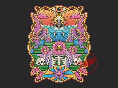 Paradise branding graphic design illustration mini poster poster art psychedelic skull art skull design t shirt tees design