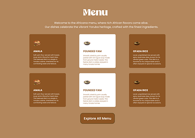 African Restaurant Menu page